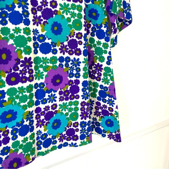 Vintage Top Drawer Newport Beach 70s Groovy Hippie Blouse size 12 Purple Flowers - Picture 5 of 8